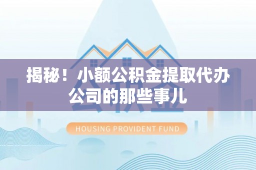 巴青揭秘！小额公积金提取代办公司的那些事儿